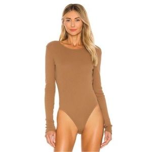 Women's Tan Long Sleeve Bodysuit